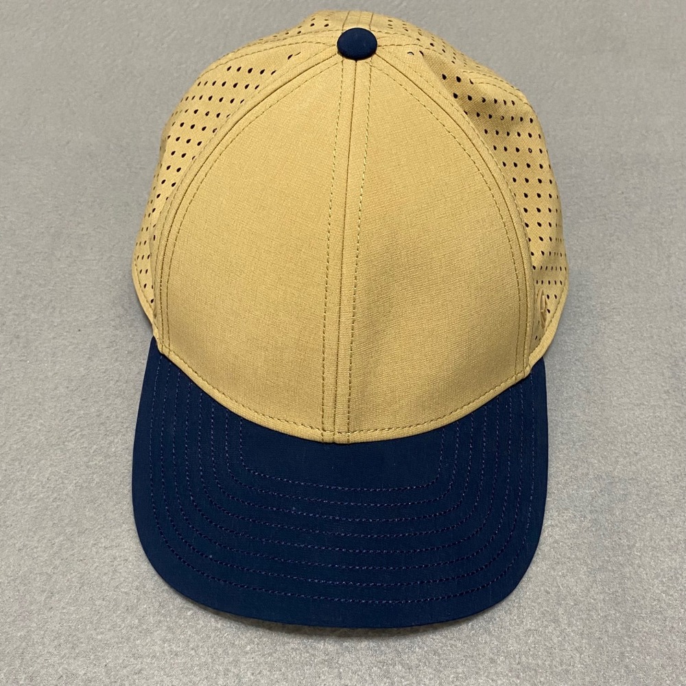 Melin A-Game Hydro Snapback Hat Tan Navy Blue Perforated Performance Cap Classic